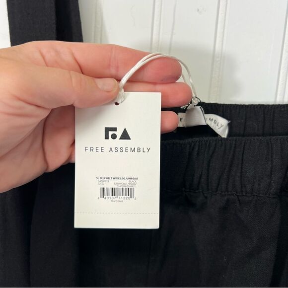 NWT large linen blend Free Assembly • Sleeveless Wide Leg Jumpsuit - Picture 9 of 16